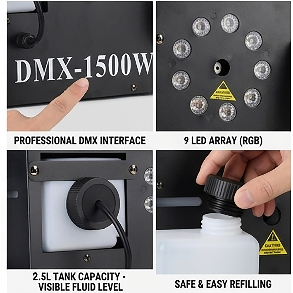 1500W 안개 연기 기계 RGB 9X3W LED 무대 - Smoke Stopper 리뷰 및 가격
